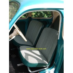 Garnitures de siège Renault 4CV tissu rayé vert, skaï vert