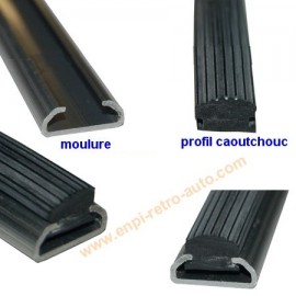 baguette moulure aluminium + profil caoutchouc Longueur 2M