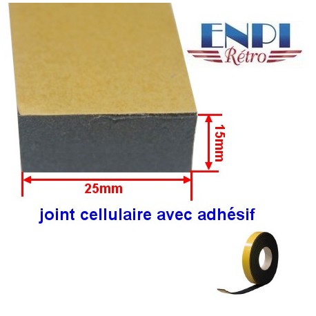 Caoutchouc cellulaire 25mm x 15mm adhésif 