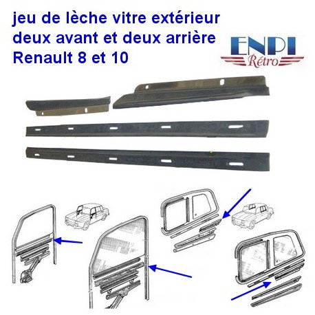 Lèche vitre extérieur Renault 8 & 10 