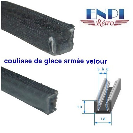 Coulisse de glace armée velour