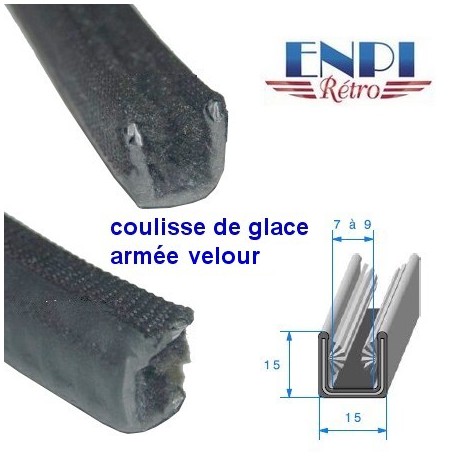 Coulisse de glace armée velour