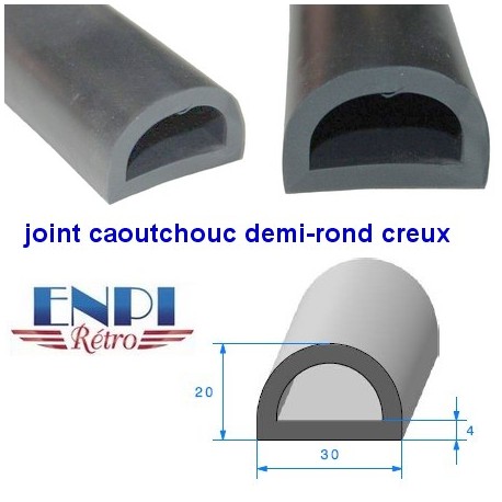 Joint demi-rond creux 30mm x 20mm