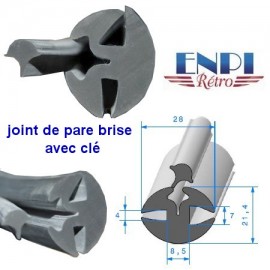 joint de pare brise en H (8mm / 4mm) + clé noire