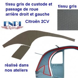 Tissu de custode gris + passage de roue Citroën 2CV (le jeu prêt à poser))