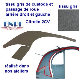 Tissu de custode gris + passage de roue Citroën 2CV