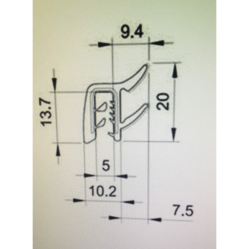 Lèche vitre floqué à pince armée rigide long 970mm