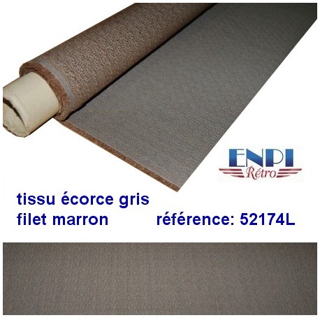 Tissu écorce gris filet marron Renault 4CV