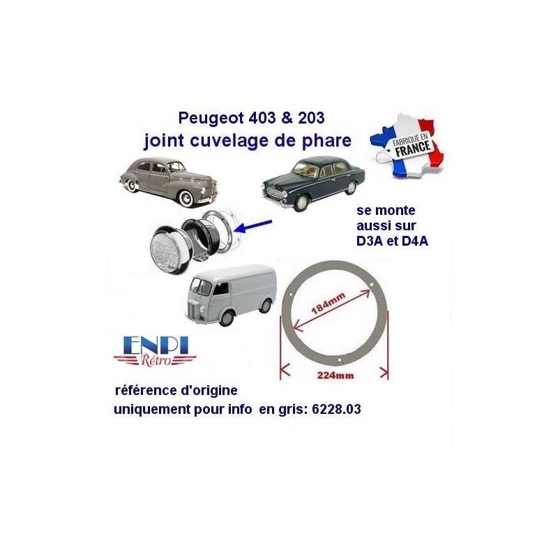 joint de cuvelage Peugeot 203, 403, D3A, D4A