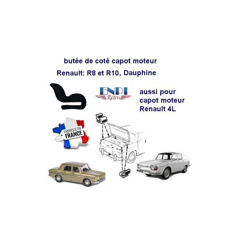 Butée Capot Renault 8 &10 - Dauphine - Caravelle - 4L