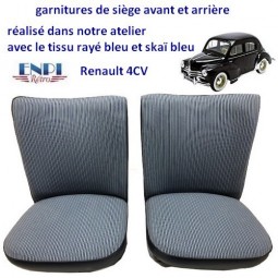 kit housses de sièges en tissu bleu rayé - 4CV