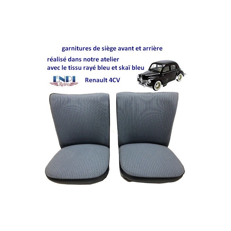 Garnitures sièges avant et banquette arrière pour Renault 4CV 