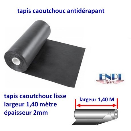 Tapis caoutchouc lisse  en 1,40m de large épaisseur 2mm