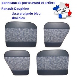 Panneaux de porte en tissu "araignée" bleu & skaï bleu Renault Dauphine