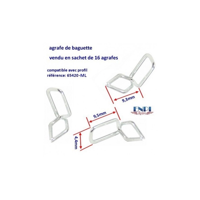 agrafe de baguettes, Renault R12, pour les baguettes pour agrafe 13mm en  fil d'acier