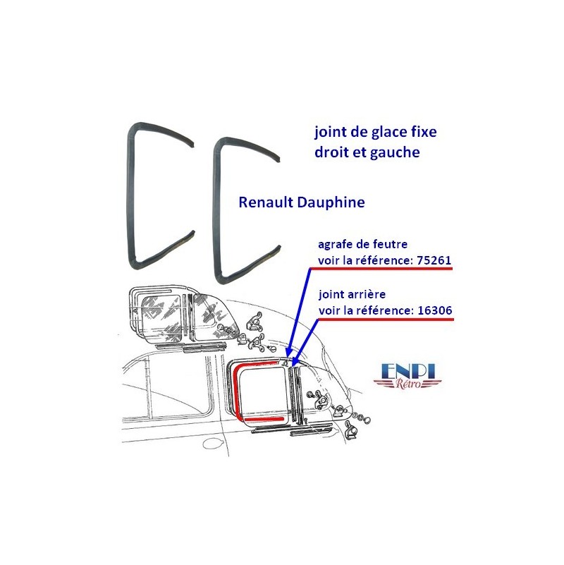 Joint de glace fixe  Renault Dauphine