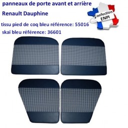 Panneaux de porte Renault Dauphine en tissu "pied de coq bleu & skaï bleu