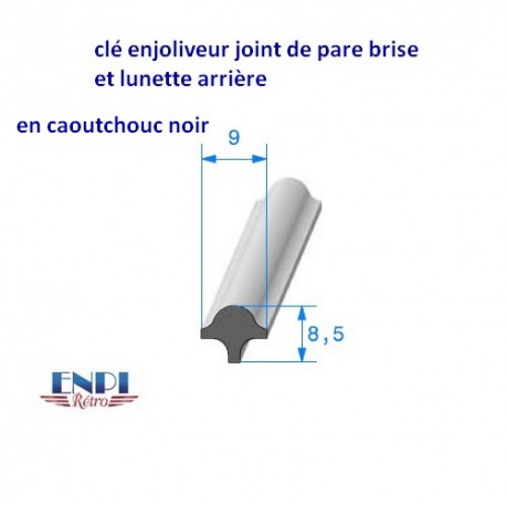 clé en caoutchouc noir pour joint pare brise