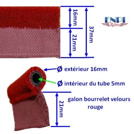 Galon bourrelet en velours Rouge