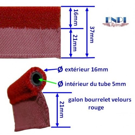  galon bourrelet velours rouge