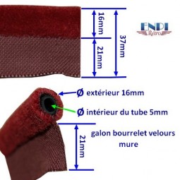 galon bourrelet en velours couleur Mure