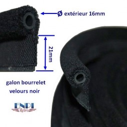 Galon bourrelet velours Noir