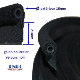 Galon bourrelet  velours Noir