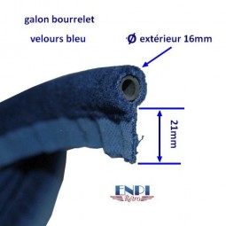 Galon bourrelet velours Bleu