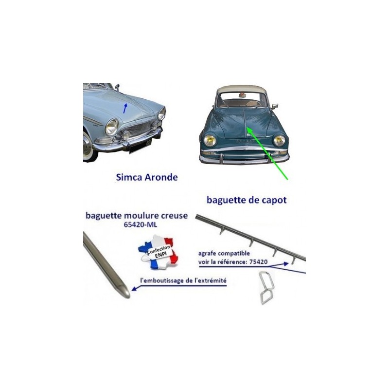 Baguette de capot Simca Aronde