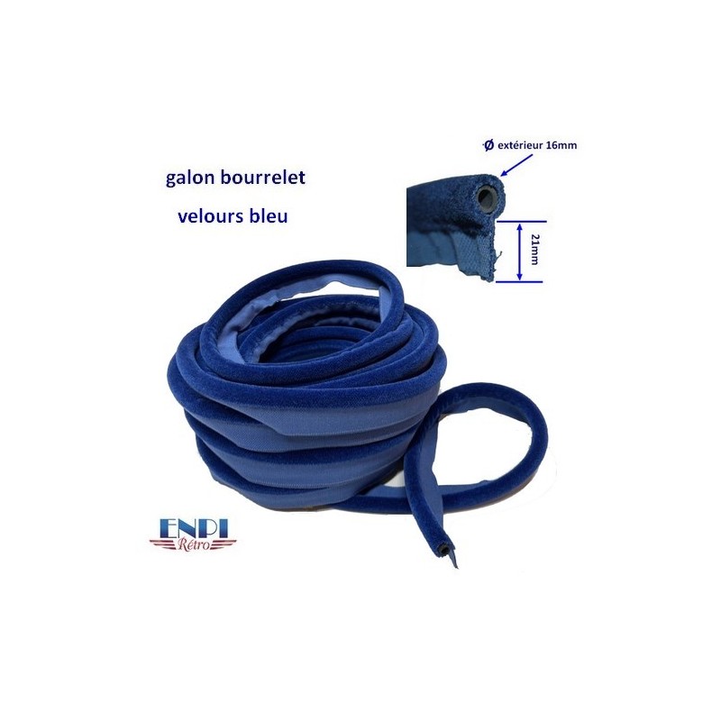 Galon bourrelet velours Bleu