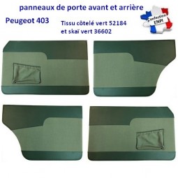 Peugeot 403 panneaux de porte tissu côtelé vert skaï vert