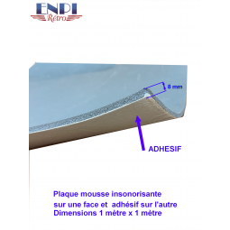 PLAQUE insonorisante en mousse avec Adhésif sur  une face