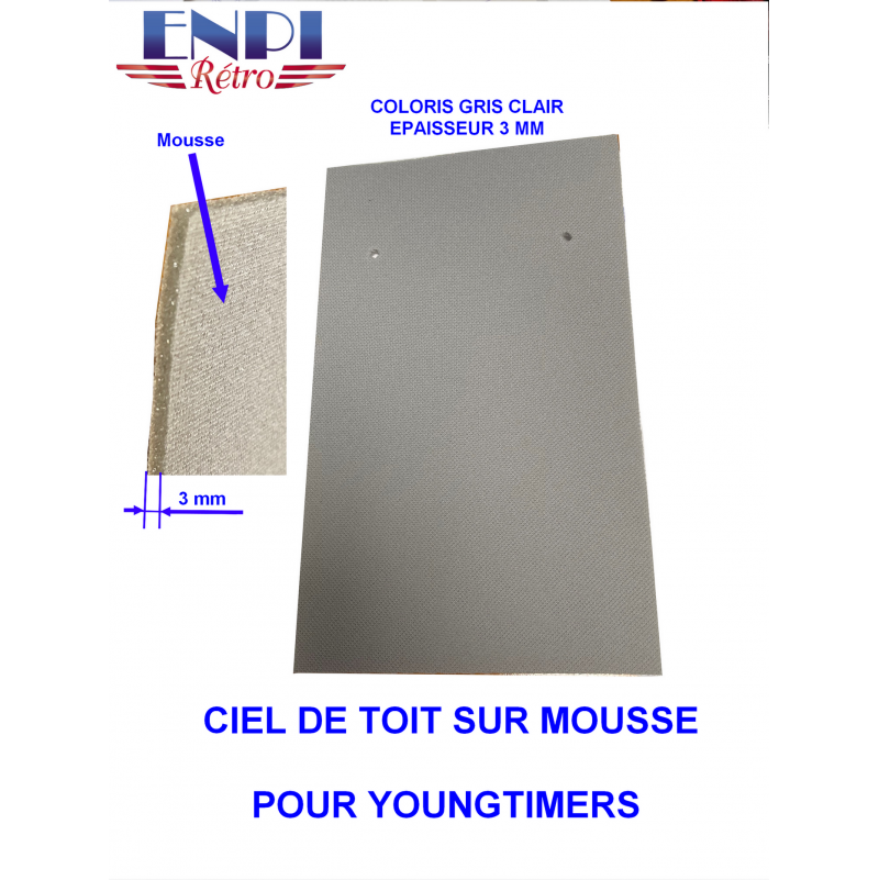 TISSU MOUSSE CIEL DE TOIT AUTOMOBILE UNI GRIS