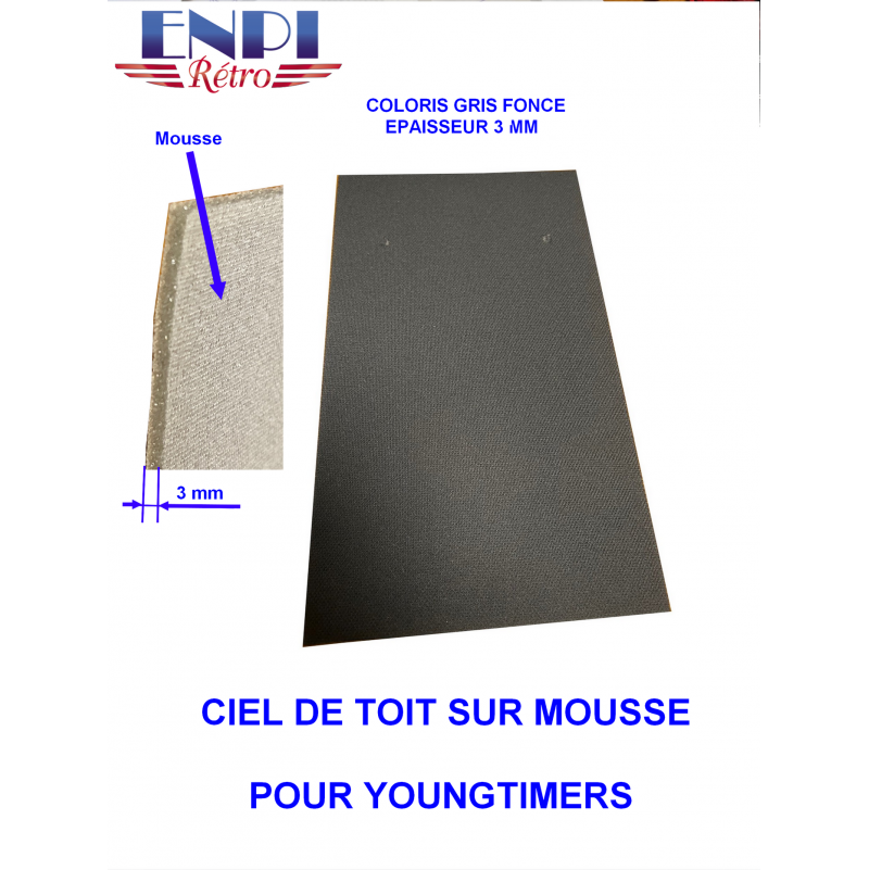 Tissu revêtement ciel de toit / habillage porte gris sur mousse T354N