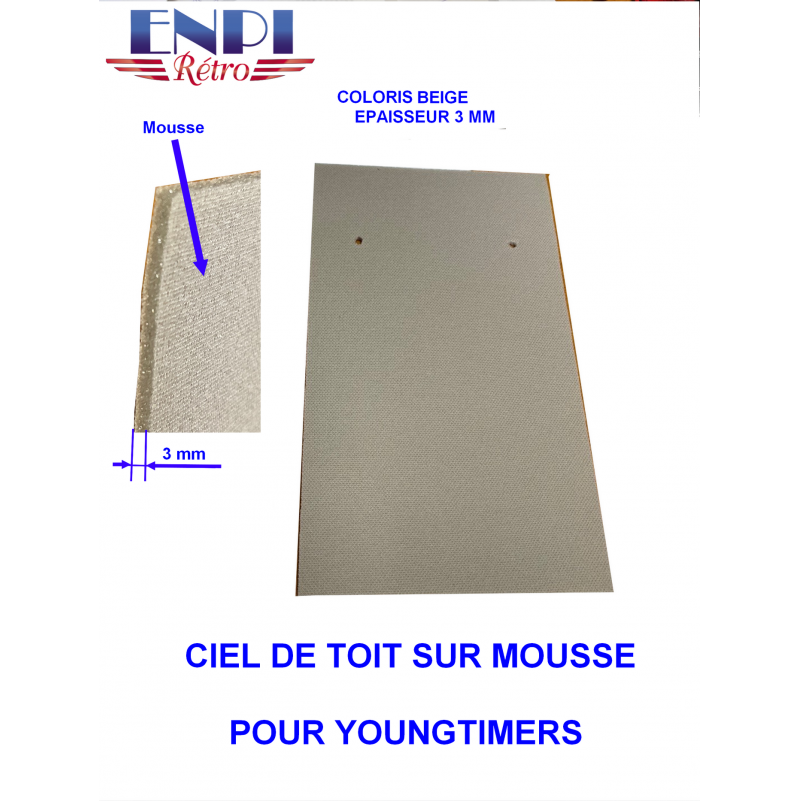 2R STOCK Revêtement en tissu pour ciel de toit, habitacle de voiture  1,50x1,40 mt gris clair (ral 7035)