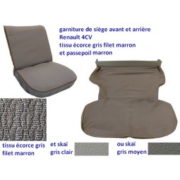 Garnitures de siège Renault 4CV tissu écorce gris
