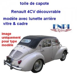 Capote en TOILE  Renault 4CV Découvrable montage cadre & verre